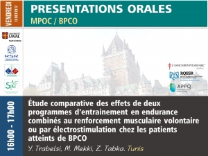 Étude comparative des effets de deux programmes d’entrainement en endurance combinés au renforcement musculaire volontaire ou par électrostimulation chez les patients atteints de BPCO
