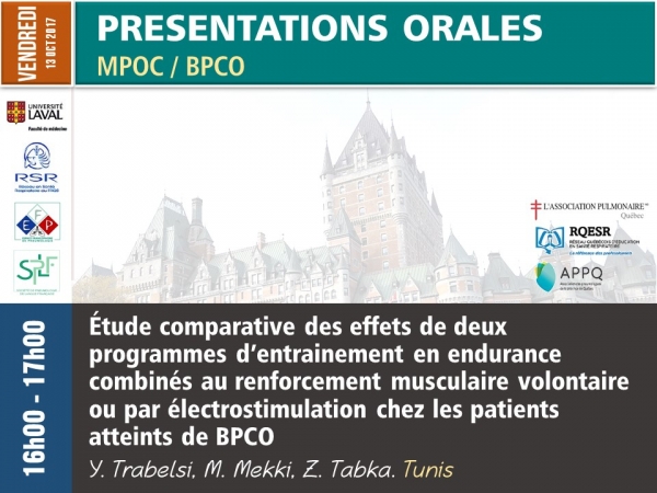 Étude comparative des effets de deux programmes d’entrainement en endurance combinés au renforcement musculaire volontaire ou par électrostimulation chez les patients atteints de BPCO