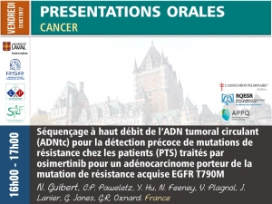 Séquençage à haut débit de l’ADN tumoral circulant (ADNtc) pour la détection précoce de mutations de résistance chez les patients (PTS) traités par osimertinib pour un adénocarcinome porteur de la mutation de résistance acquise EGFR T790M