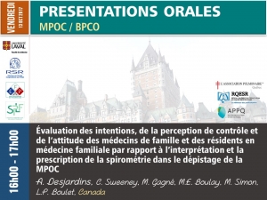 Évaluation des intentions, de la perception de contrôle et de l’attitude des médecins de famille et des résidents en médecine familiale par rapport à l’interprétation et la prescription de la spirométrie dans le dépistage de la MPOC