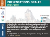 Évaluation des intentions, de la perception de contrôle et de l’attitude des médecins de famille et des résidents en médecine familiale par rapport à l’interprétation et la prescription de la spirométrie dans le dépistage de la MPOC